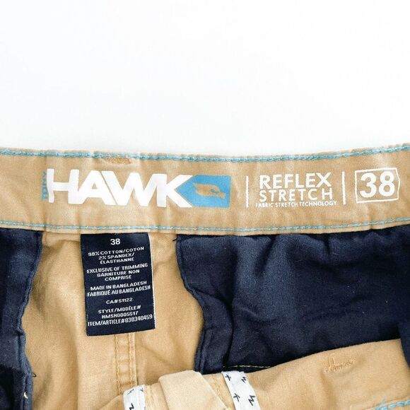 Tony Hawk Men's Chino Shorts Reflex Stretch Flat Front Gold Size 38 - Picture 3 of 7